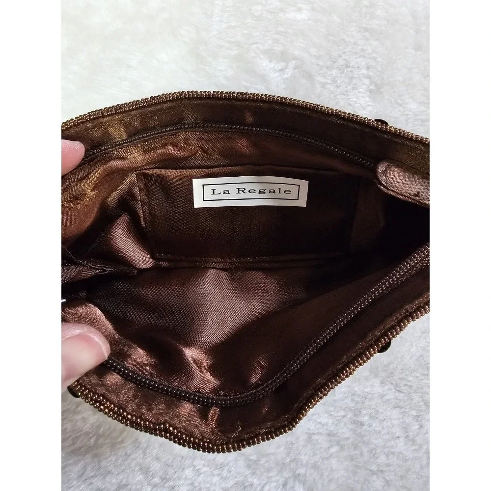Vintage Regale Bronze Sequin Evening‎ Bag Clutch Zip Top